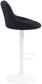 Banco de bar Lazio em tecido e com estrutura branca 46 x 83-104 x 49 cm Preto