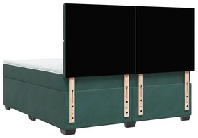 Cama com molas/colchão 180x200 cm veludo verde-escuro