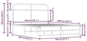 Estrutura de cama s/ colchão derivados madeira carvalho fumado
