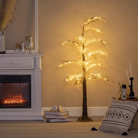 Árvore Palmeira com 150 Luzes LED IP44 Branco Quente Árvore Decorativa para Sala de Estar Festas Interior 21x21x150cm Dourado