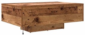 Mesa de Centro vidaXL com Luzes LED Madeira Antiga 85x55x31 cm