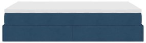 Estrutura de cama otomana com colchão 120x200 cm tecido azul
