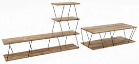 Conjunto de Mobiliário de Sala Basak – Pinho Atlântico Preto – TV Stan