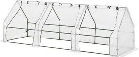 Mini-estufa de jardim, mini-estufa em túnel, 270 L x 90 L x 90 A cm, telhado pontiagudo, aço, PE de alta densidade 140 g/m², proteção anti-UV, janelas