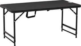 Outsunny Mesa Dobrável Jardim Altura Ajustável 4 Pessoas Resistente Água Pátio Varanda 118x60x56-74cm Cinza Escuro | Aosom Portugal