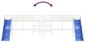 Cama alta p/ criança c/ escorrega 90x190 cm pinho maciço branco