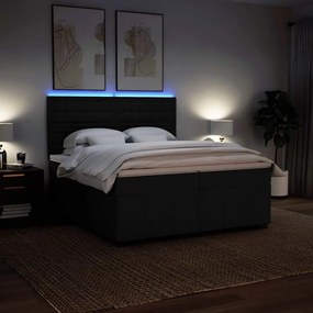 Cama com molas/colchão 200x200 cm tecido preto