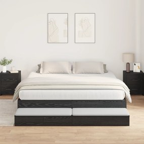 vidaXL Estrado de Cama com Arrumação Carvalho Preto 200x200 cm