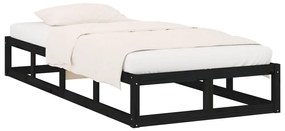 Estrutura de cama 100x200 cm preto madeira maciça