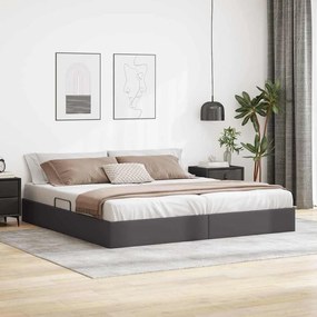 vidaXL Cama com Armazenamento Cinzeto 200 x 200 cm Couro sintético