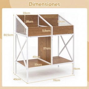 Móvel para Gira-Discos e Discos de Vinil, 70 x 40 x 80,5 cm, Estantes Multinível, Natural