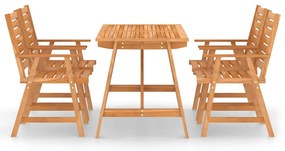 5 pcs conjunto de jantar para jardim madeira de acácia maciça