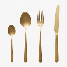Conjunto De Talheres De 16 Peças Em Aço Inoxidável Sornia Dourado - Sklum