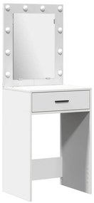 Conjunto de Mesa de Maquiagem de 2 Peças com LED em Madeira Branca