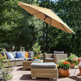 Guarda-sol Ø 3 m com iluminação solar LED Taupe