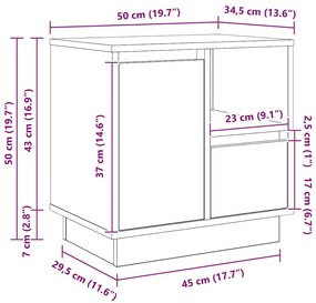 Camas de Cabeceira com LED 2 pcs Carvalho Artesanal 50x34,5x50 cm