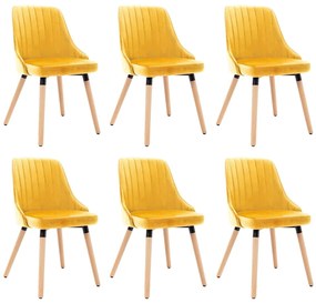 vidaXL Cadeiras de jantar 6 pcs veludo amarelo
