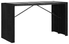 Conjunto de jantar para exterior 9 pcs vime PE preto