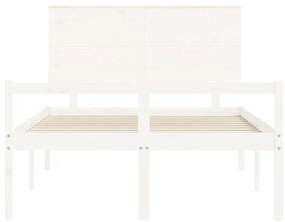 Estrutura de cama com cabeceira 120x200cm madeira maciça branco