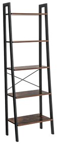 Prateleira tipo escada VASAGLE, estante industrial de 5 níveis, unidade de armazenamento, com estrutura de metal, para sala de estar, cozinha, marrom rústico LLS45X