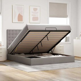 vidaXL Estrutura de cama otomana com colchão tecido cinzento 160x200cm