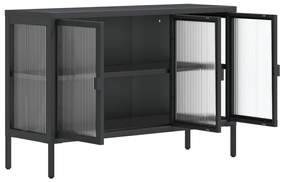 Aparador 105x35x70 cm vidro e aço preto