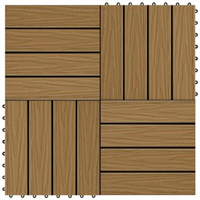 Ladrilho pavimento relevo profundo 11 pcs WPC 1m² cor de teca