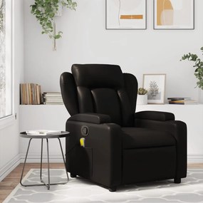 vidaXL Poltrona de massagens reclinável couro artificial preto