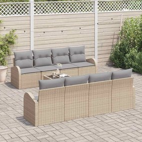 Conjunto de sofá de jardim com 9 peças e almofadas bege