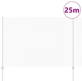Cerca de Arame Soldado com 22 Postes U Prateados 1,5x25 m de Aço