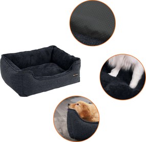 Cama para cães com capa removível, 70 x 55 x 21 cm cinzento escuro