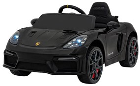 Carro elétrico para Crianças 12V Porsche Spyder RS 718 Com MP4, Rodas Espuma EVA, assento couro ecológico Carga até 30 kg Preto