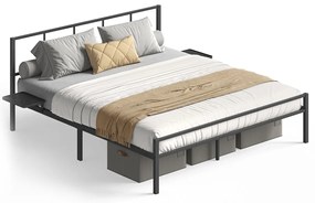 Esrutura de cama de casal 160 x 200 cm em Aço com 2 cabeceiras preta mate