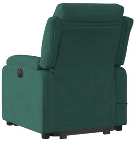 Poltrona massagens elevatória elétrica veludo verde-escuro