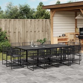 vidaXL 13 pcs conjunto de jantar p/jardim vime PE preto