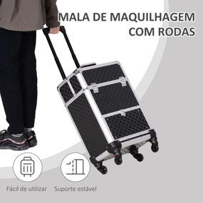 Mala de Maquilhagem Profissional com Gaveta Mala de Maquilhagem com Ro