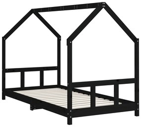 Estrutura de cama infantil 90x200 cm pinho maciço preto