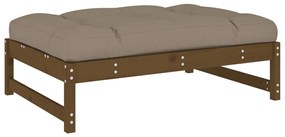 2pcs conj. lounge jardim+almofadões madeira maciça castanho-mel