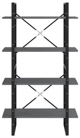 Estante com 4 prateleiras 80x30x140 cm pinho maciço cinzento