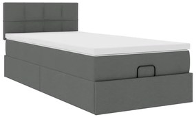 Cama otomana com colchão 90x200 cm tecido cinzento escuro