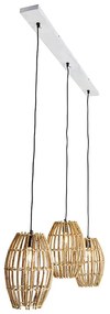 Candeeiro de suspensão em bambu com branco oblongo 3 luzes - Canna Capsule