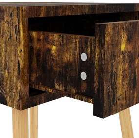 Mesa de cabeceira 40x40x56 cm derivados madeira carvalho fumado