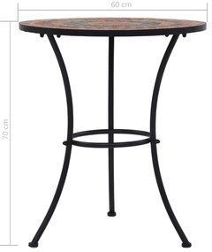 Mesa bistrô em mosaico 60 cm cerâmica laranja/cinzento
