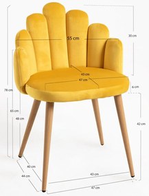 Cadeira Hand Veludo - Amarelo