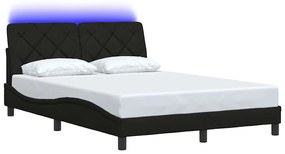 Estrutura de cama com LED sem colchão 120x200 cm tecido preto