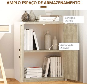 Aparador de Sala de Estar com 2 Portas e Prateleira Ajustável Armário para Escritório Entrada Dormitório Estilo Moderno Anti-Tombo 62x40x77cm Madeira