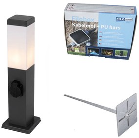 Candeeiro de exterior cinzento escuro 45cm com soquete IP44 - Malios Moderno