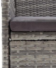 5 pcs conjunto de jantar jardim com almofadões cinzento/preto