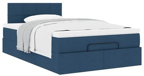 Cama otomana com colchão 120x200 cm tecido azul