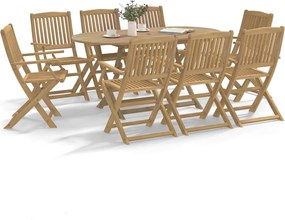 vidaXL Cadeiras de jardim dobráveis 8 pcs 54x61x88 cm acácia maciça